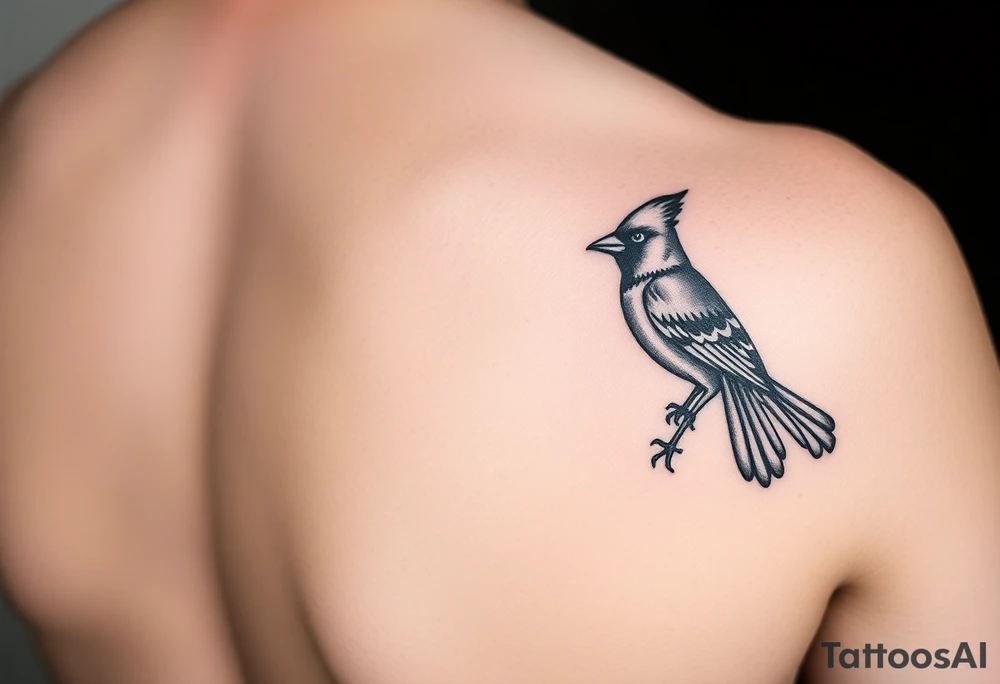 A cover up on the right inner forearm of a bear, a cardinal and a woodpecker tattoo idea