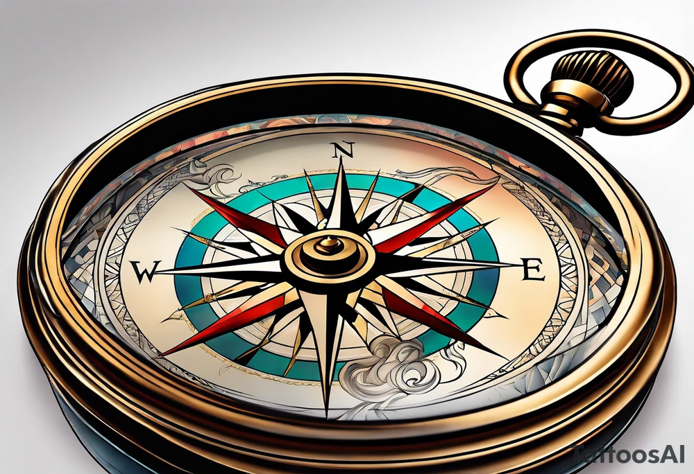 antique compass side view tattoo idea