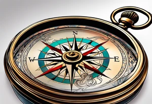antique compass side view tattoo idea
