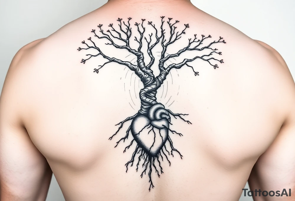 tree with DNA trunk with roots and anatomical heart on bottom inside the roots tattoo idea tree with DNA trunk with roots and anatomical heart on bottom inside the roots tattoo idea