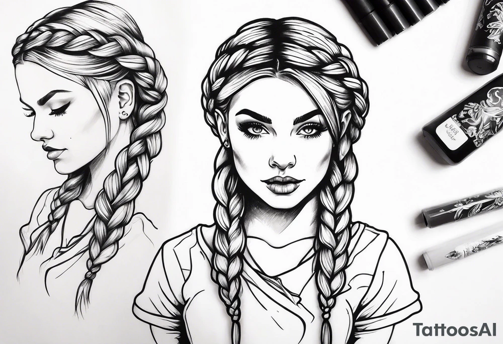 Eine Elfe mit dutch braids der ganze Körper ist zu sehen tattoo idea