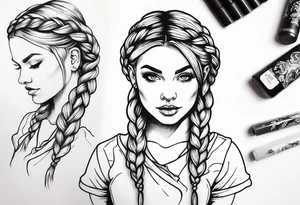 Eine Elfe mit dutch braids der ganze Körper ist zu sehen tattoo idea