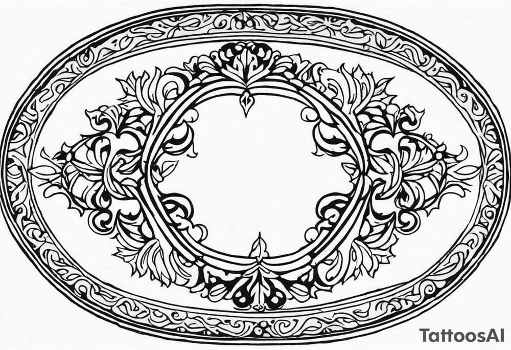 orante oval border tattoo idea