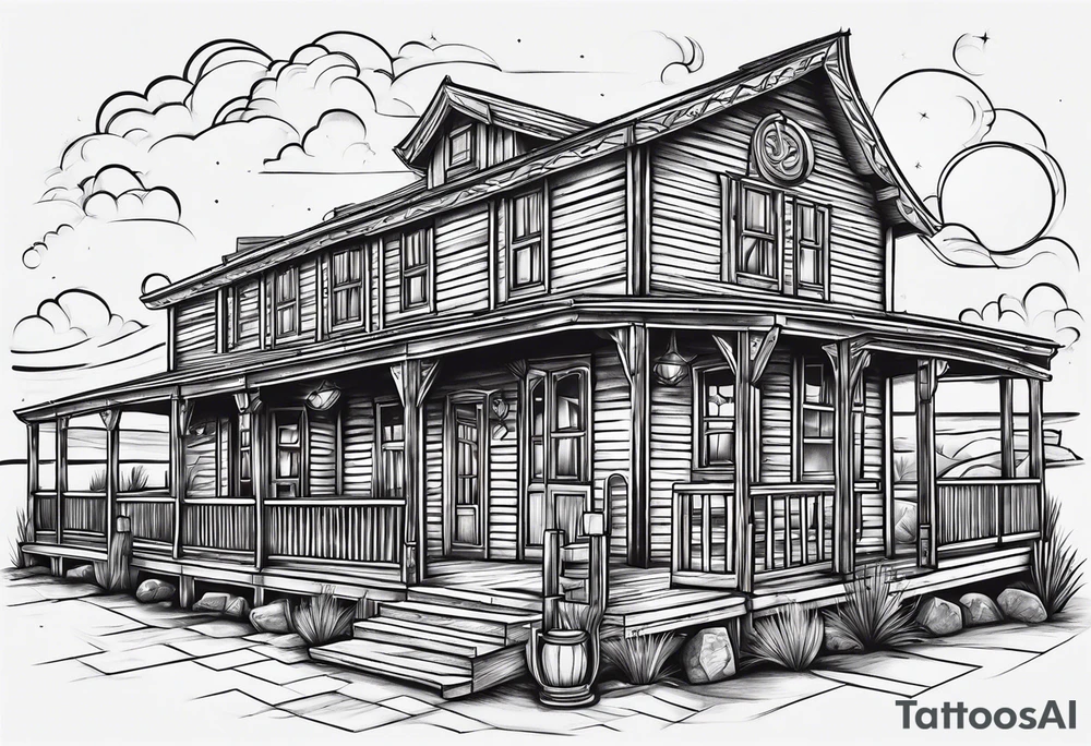 Country western cowboy saloon tattoo idea