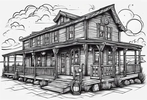 Country western cowboy saloon tattoo idea