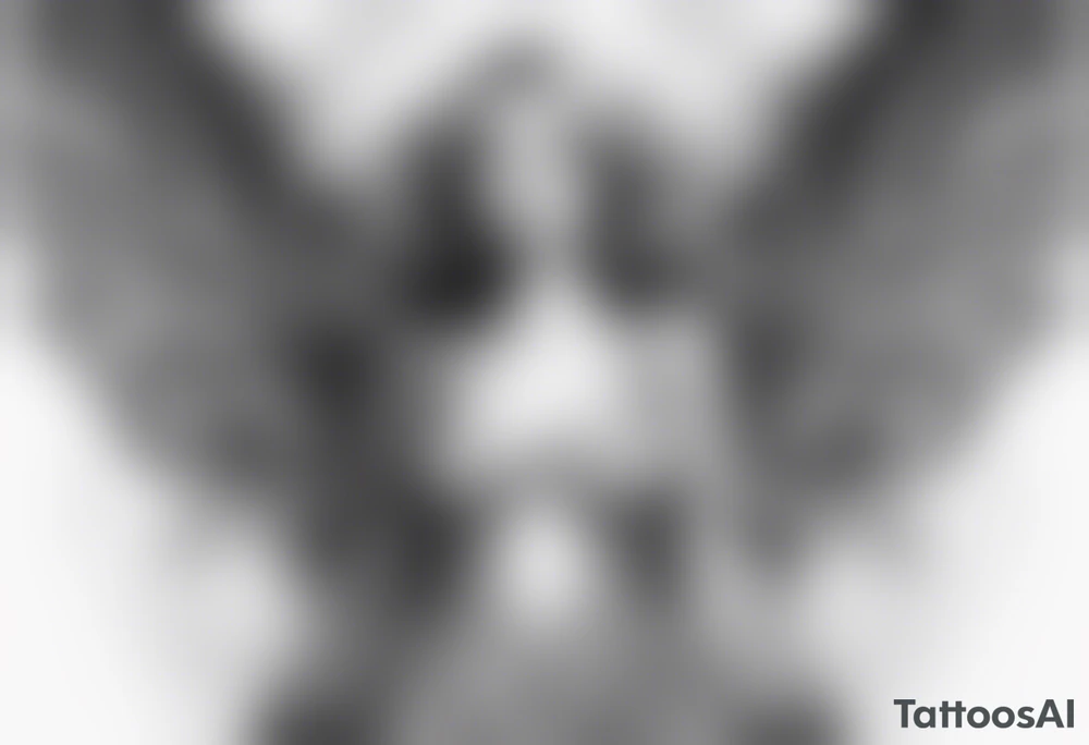 angel woman with big wings full body flying on the sky tattoo idea