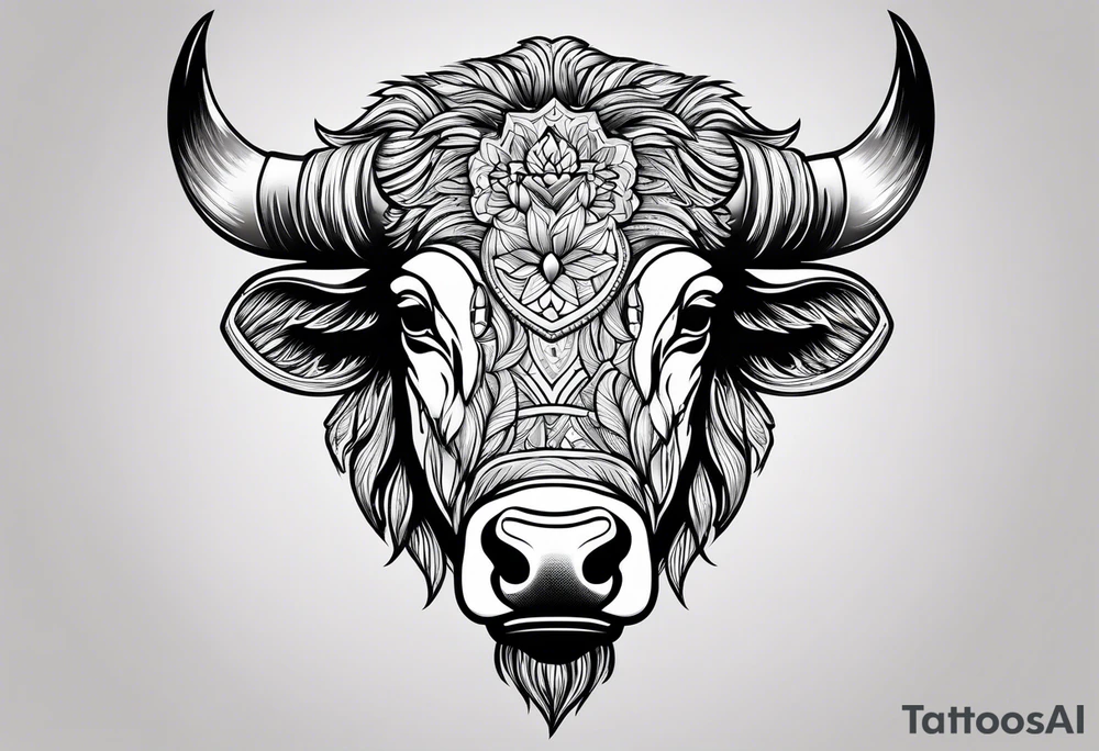 Bison head outline tattoo idea
