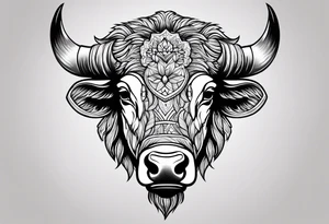 Bison head outline tattoo idea