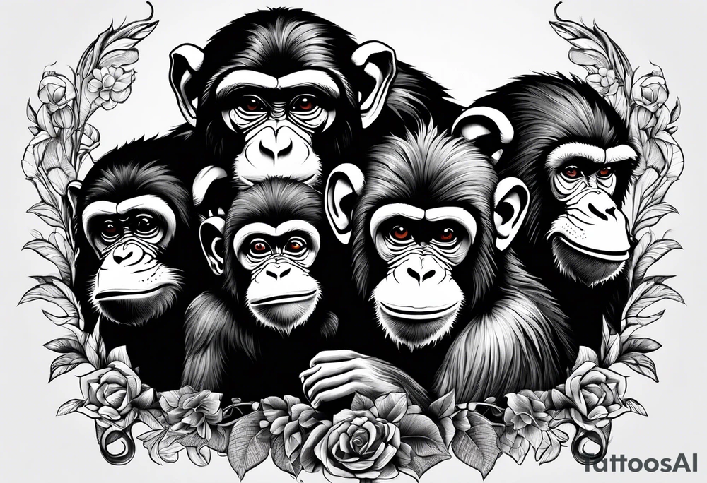 Family of monkeys tattoo idea