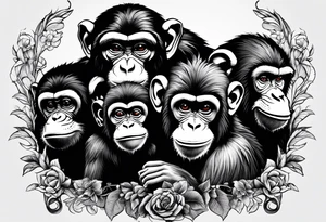 Family of monkeys tattoo idea
