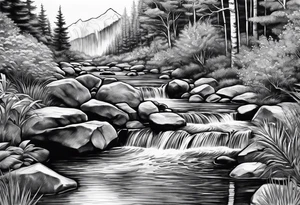 Stream going to waterfall from path tattoo idea