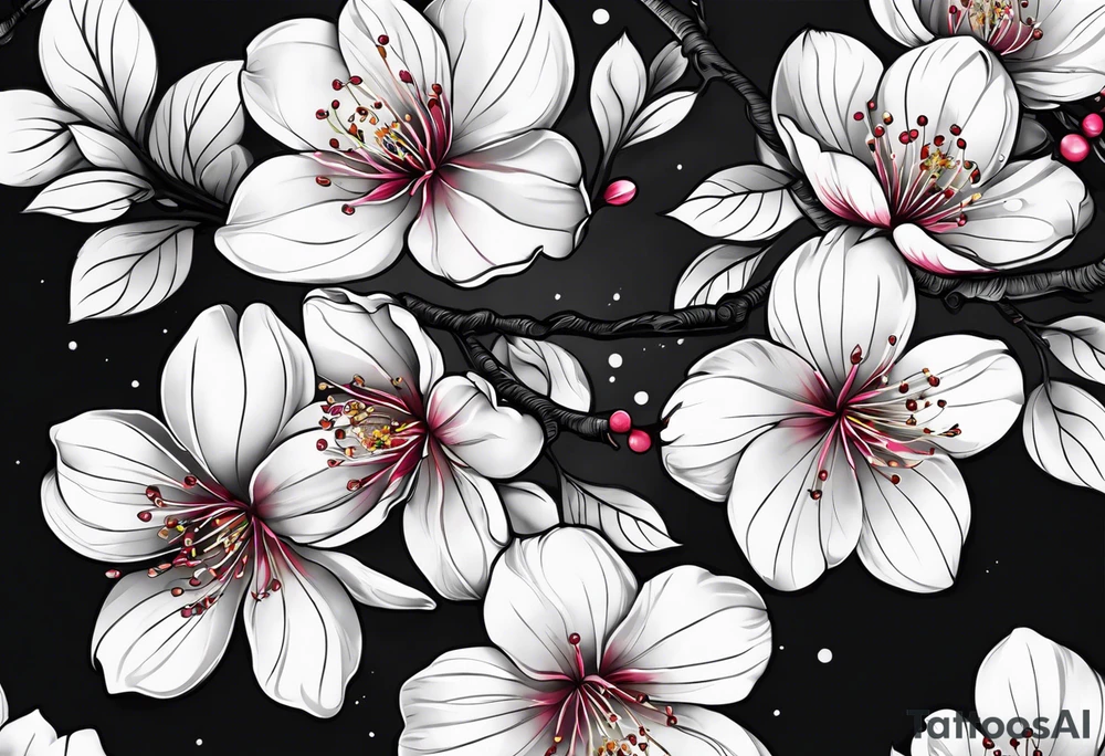 Cherry blossom for back tattoo but The whole body has to come out tattoo idea