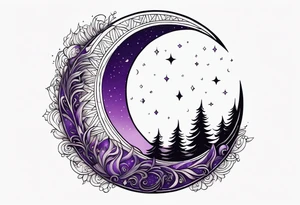 a crescent-shaped moon in amethyst tattoo idea
