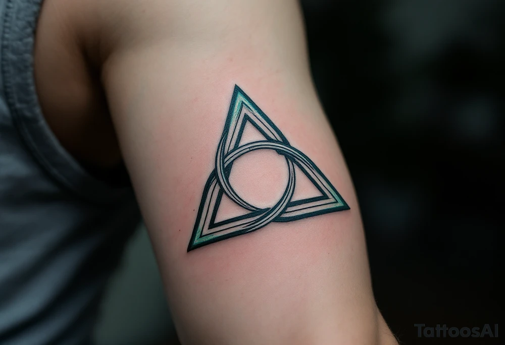 A triquetra, in green and blue tattoo idea