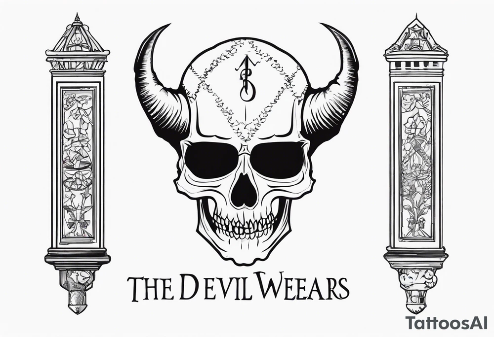 the devil wears a suit and tie writing with a skull, small tattoo idea the devil wears a suit and tie writing with a skull, small tattoo idea