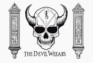 the devil wears a suit and tie writing with a skull, small tattoo idea