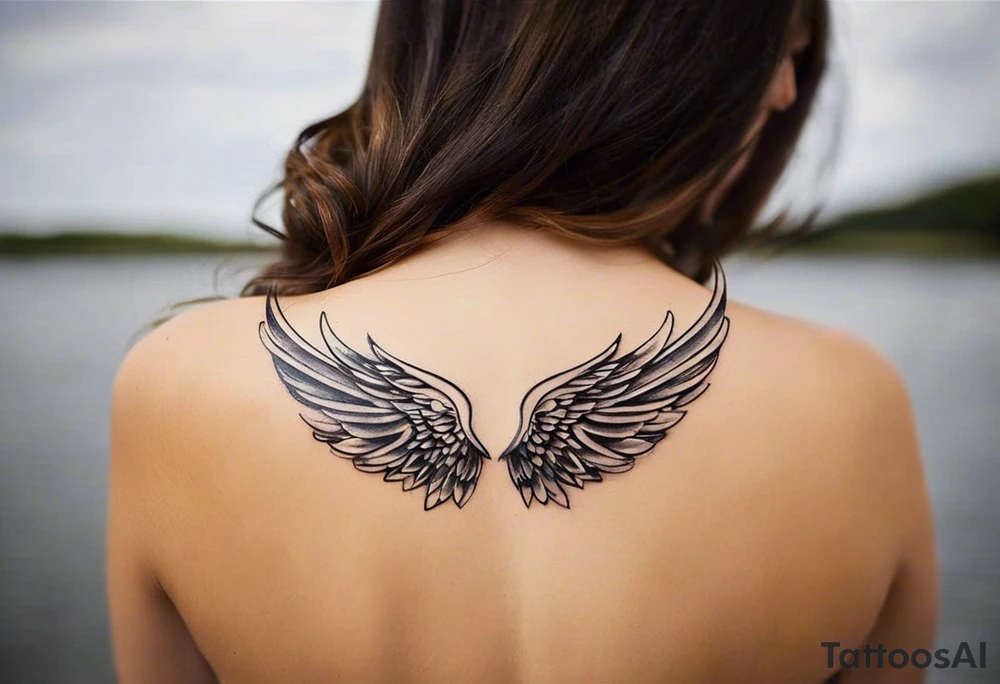 Imagine a pair of angel wings with a small halo above them. Below the wings, you could have the initials "K", "A", and "S" in a flowing script, as if they’re gently floating beneath the wings. The halo could symbolize the divine connection and the wings represent protection, while the initials highlight your tribute to your loved ones. tattoo idea