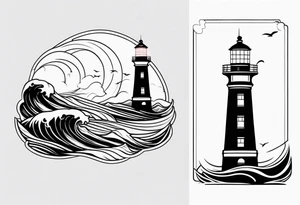 Lighthouse with waves tattoo idea