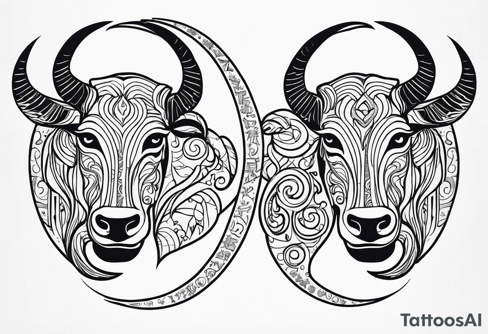 Gemini taurus zodiac signs combined tattoo idea