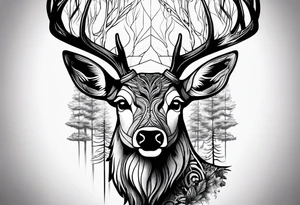 tree stand and a deer in front tattoo idea