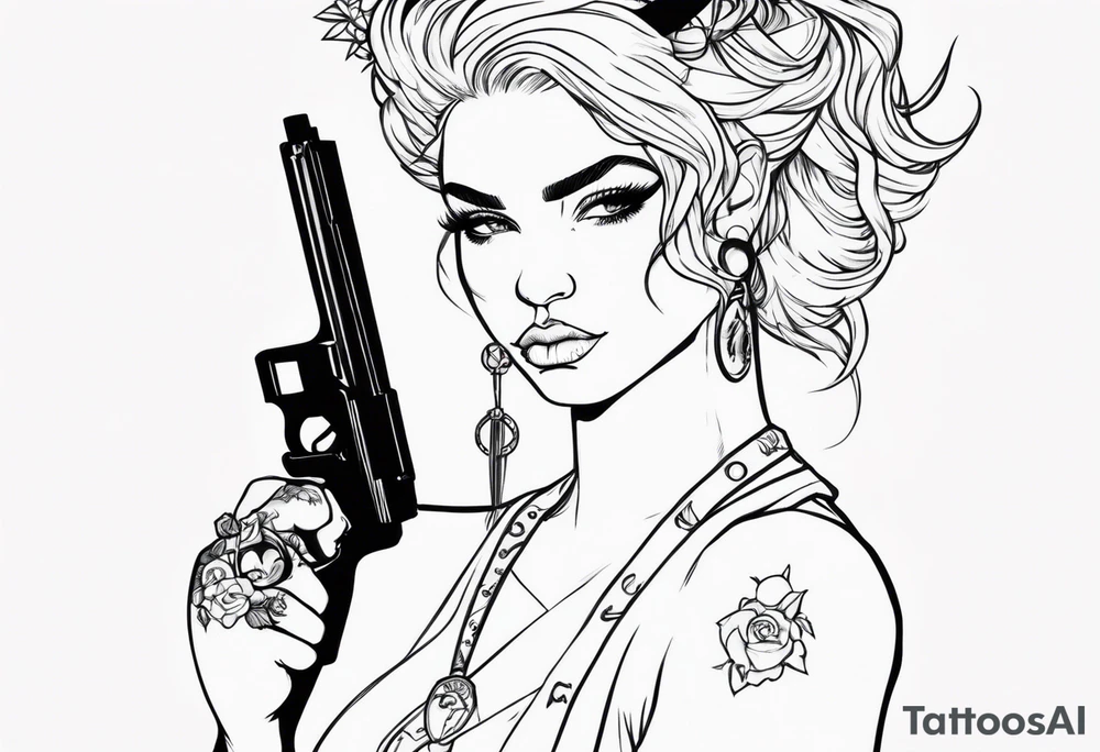 capricorn girl with gun tattoo idea