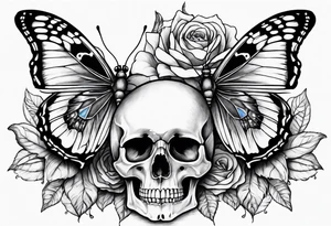 Butterfly and skull intertwined tattoo idea