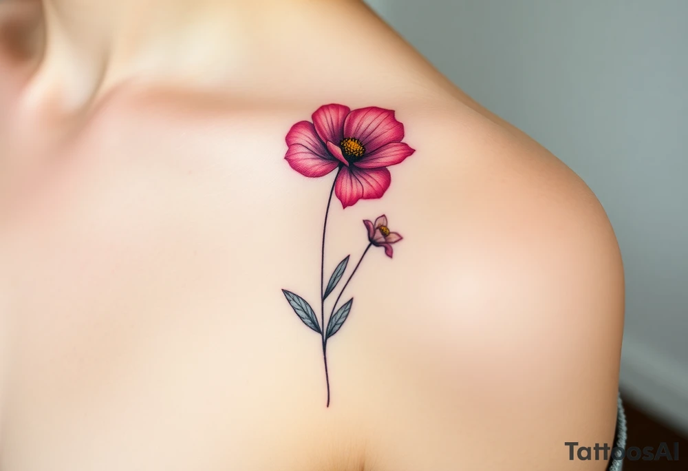 cosmos, lily of the valley, and chrysanthemum tattoo idea