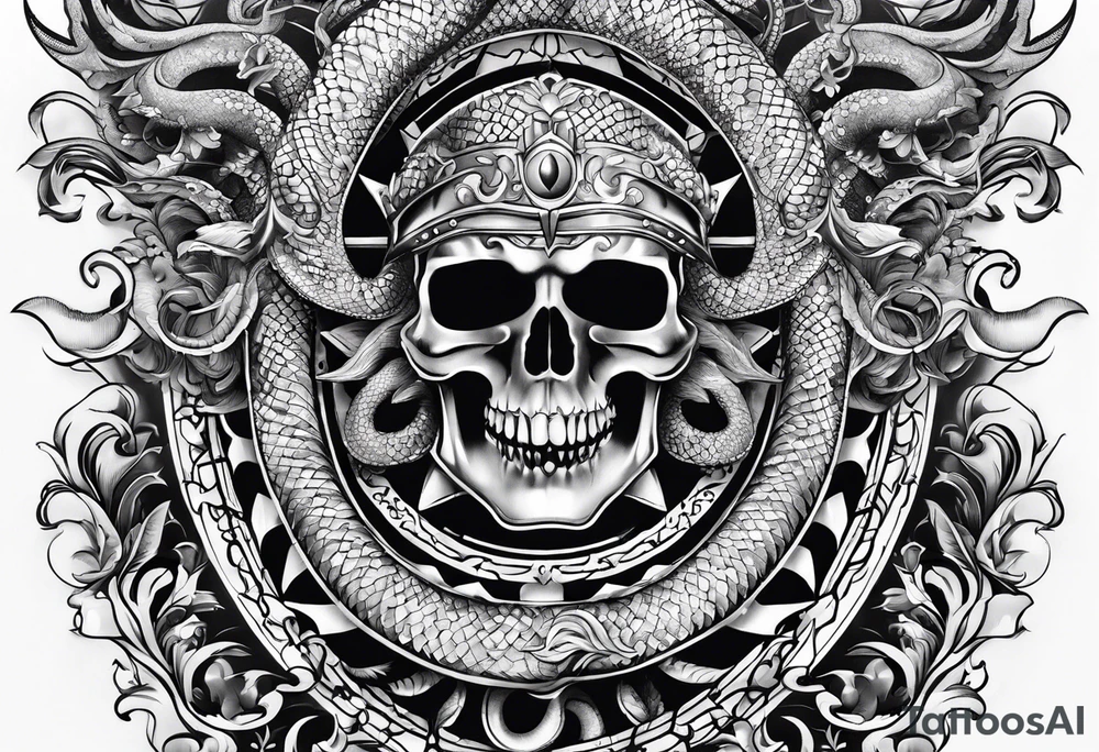 Trident with a serpent around it tattoo idea