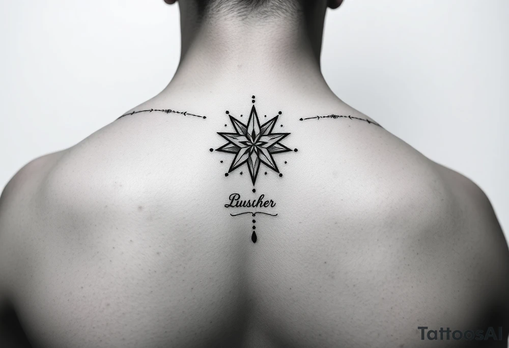 Beautiful and elegant star and dots hand tattoo with text on hand s tattoo idea