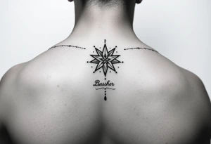 Beautiful and elegant star and dots hand tattoo with text on hand s tattoo idea