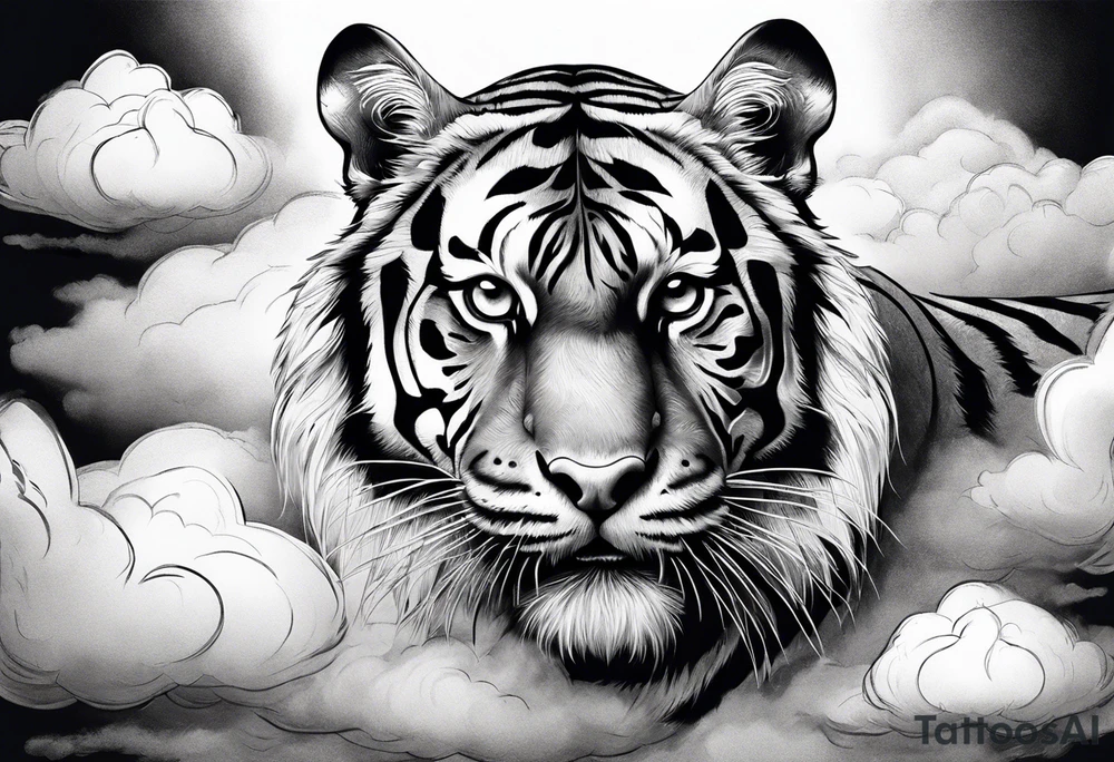 tiger in clouds tattoo idea