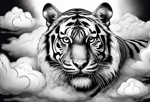 tiger in clouds tattoo idea