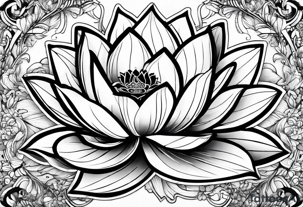 lotus flower with "para siempre" in text tattoo idea