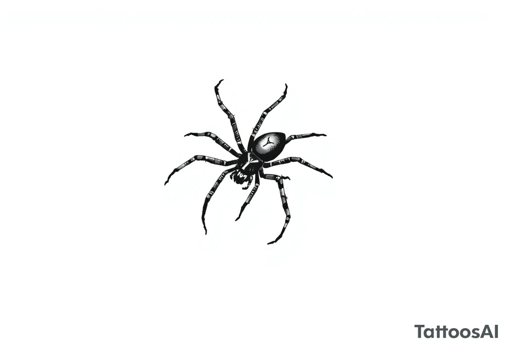 Black widow Spider crawling down sideways with the letter Y on the body of the spider tattoo idea