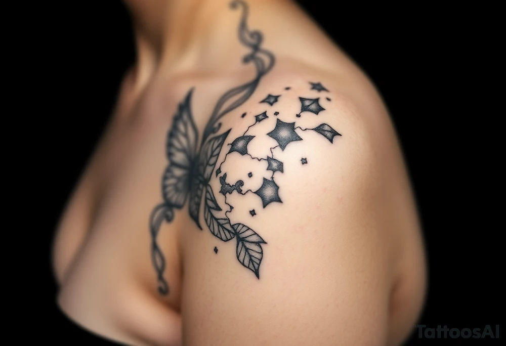 Can you design me a tattoo that represents a woman whose life has been shattered by broken trust, infidelitty, and alcoholism. But everyday she’s working at putting the pieces back together and is held together by her son, and hope for the future tattoo idea