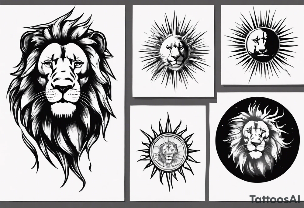Lion in the sun tattoo idea