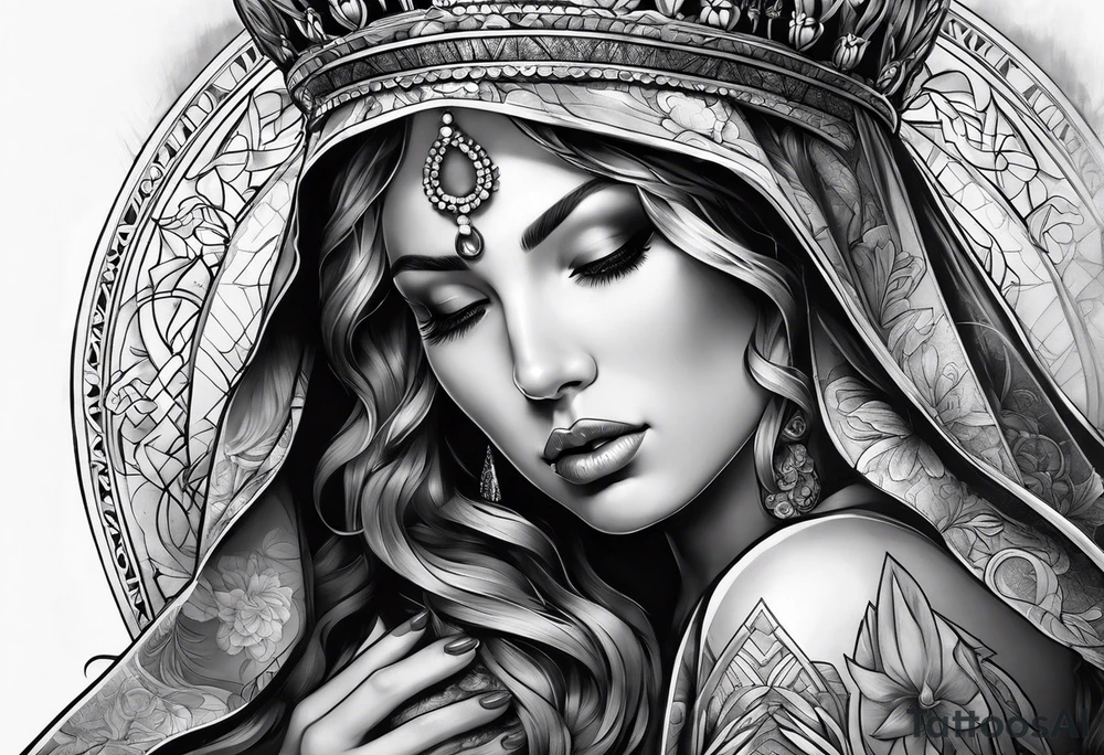 Praying Christian woman tattoo idea
