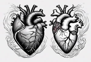 anatomic heart which is also a Japanese wave painting tattoo idea
