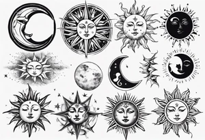 Sun star and moon next to eachother tattoo idea