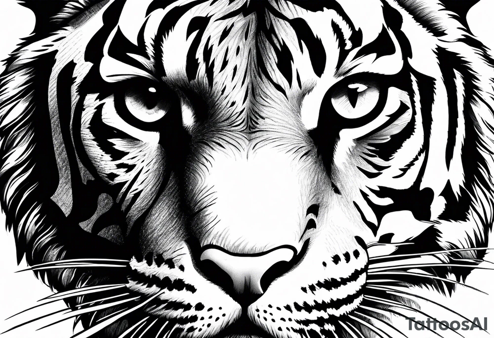 tiger and a hawk eye face together tattoo idea