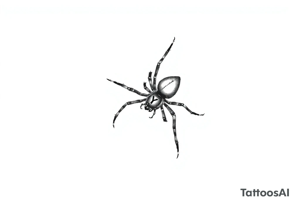 Black widow Spider crawling down sideways with the letter Y on the body of the spider tattoo idea