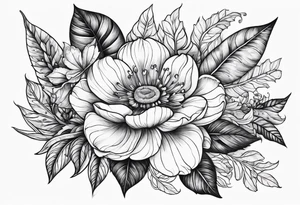 Leaves and flowers skinny piece tattoo idea