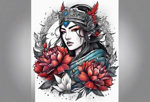 warrior, snow, flower tattoo idea
