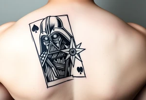 king of hearts card with army star Darth Vader tattoo idea
