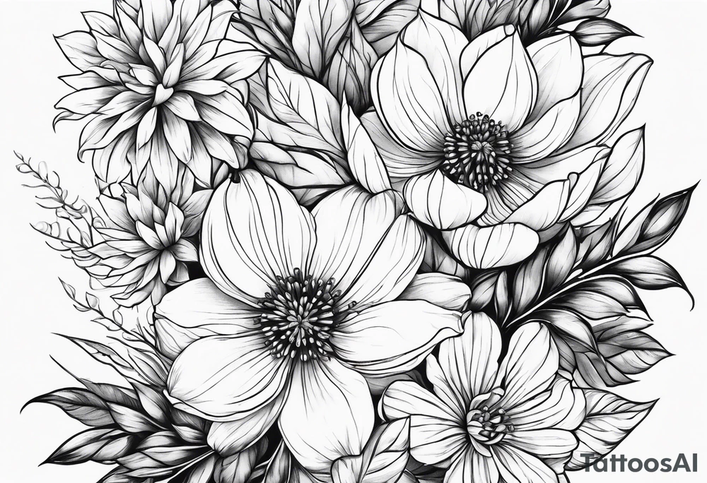 may birth flower, december birth flower and july birth flower tattoo idea