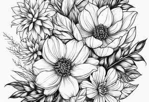 may birth flower, december birth flower and july birth flower tattoo idea