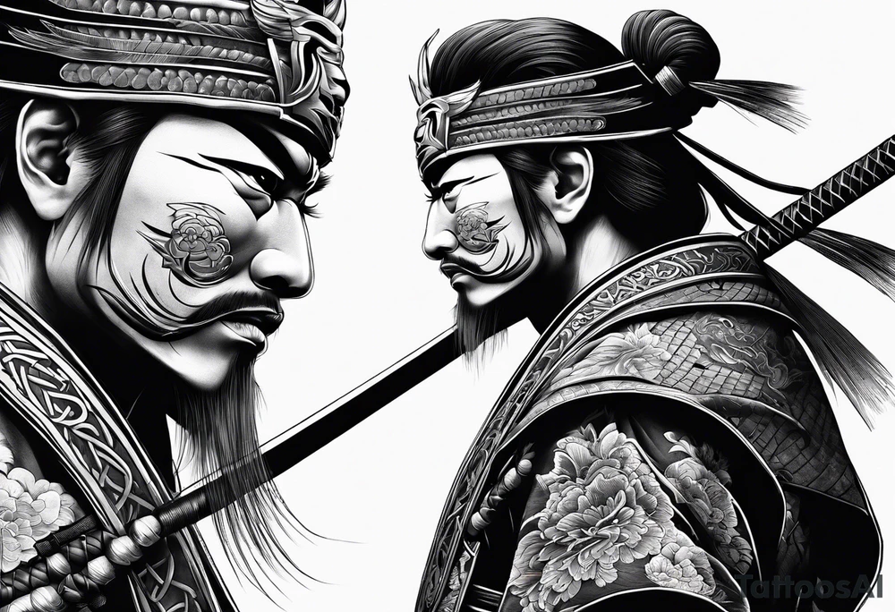 samurai with mask tattoo idea