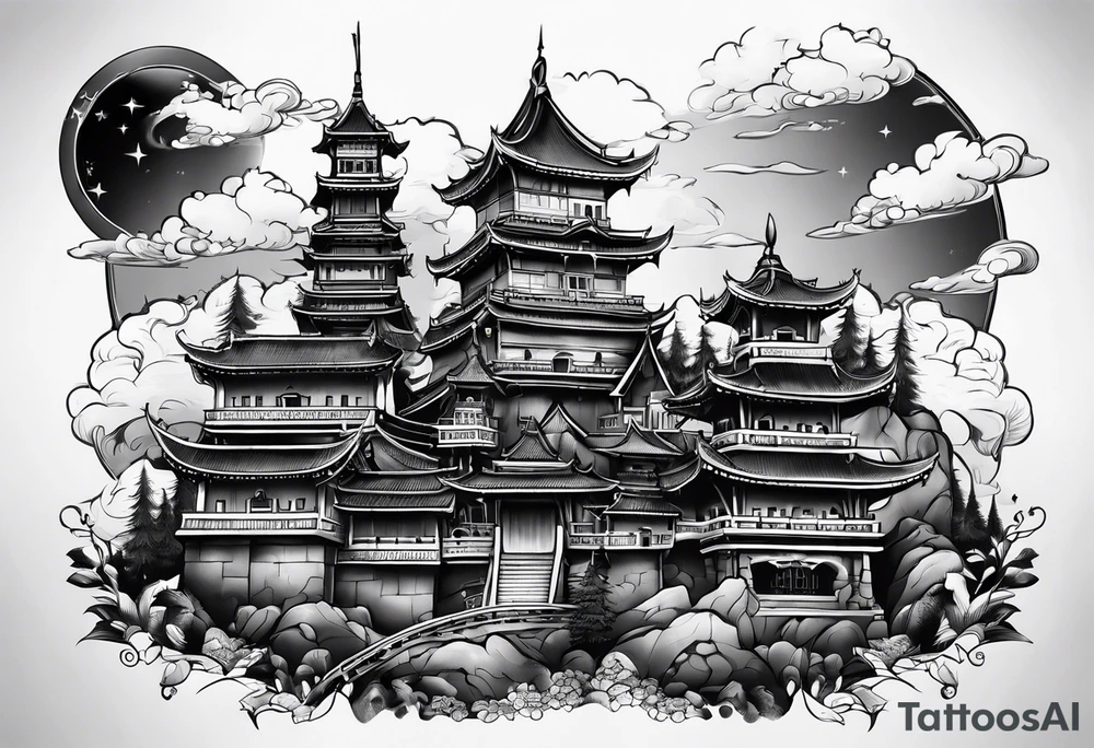 ghotic castle tattoo idea