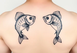 Using the letter P in 
to create two fish swimming in opposite direction tattoo idea