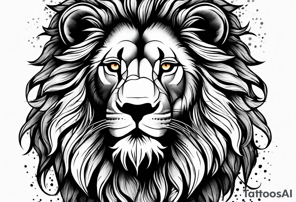 lion with scratch in its eye and roar tattoo idea